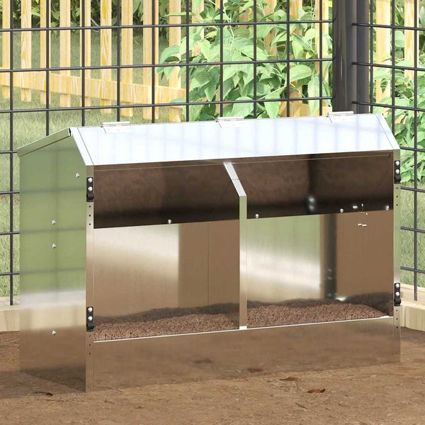 vidaXL Kŕmidlo pre králiky Strieborná 64.5 x 25.5 x 45.5 cm