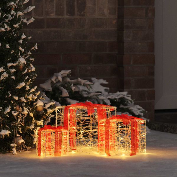 vidaXL Darčeková Škatľa 3 pcs Teplá biela 20 x 20 x 20 cm Akryl