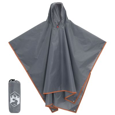 vidaXL Pončo do dažďa s kapucňou dizajn 2 v 1 sivo-oranžové 223x145 cm