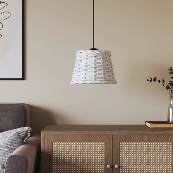 vidaXL Tienidlo na stropnú lampu biele Ø20x15 cm prútené