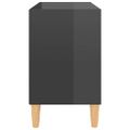 vidaXL TV stolík nohy z masívneho dreva lesklý sivý 69,5x30x50 cm