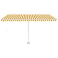 vidaXL Voľne stojaca ručne zaťahovacia markíza 400x350 cm, žlto biela