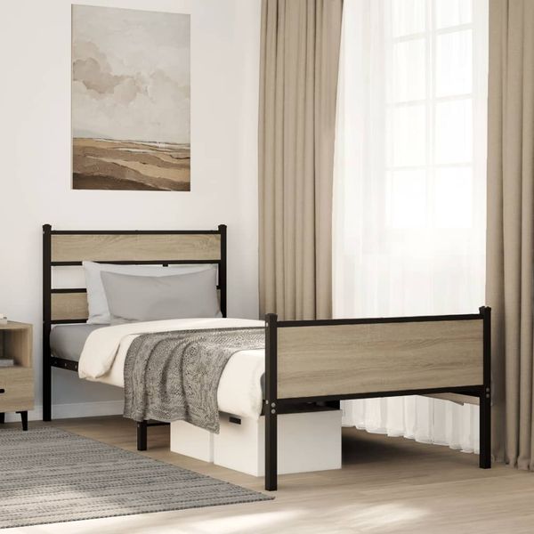 vidaXL Posteľný rám bez matraca dub sonoma 90x190 cm kompozitné drevo