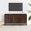 vidaXL TV skrinka hnedý dub 100x35x50 cm kompozitné drevo a kov