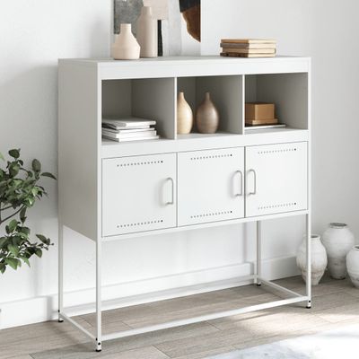 vidaXL Komoda biela 100,5x39x107 cm oceľ