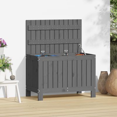 vidaXL Záhradný úložný box sivý 76x42,5x54 cm masívna borovica