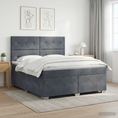 vidaXL Posteľ boxspring s matracom Tmavosivá 180 x 200 cm Zamat
