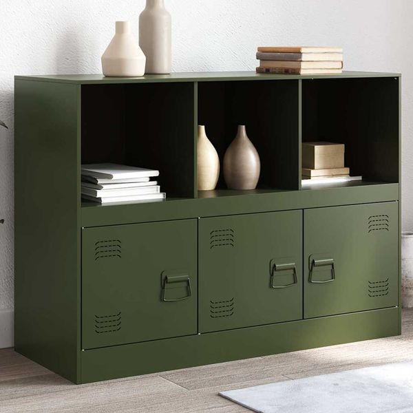 vidaXL Komoda olivovozelená 99x39x73 cm oceľ