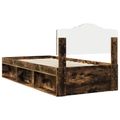 vidaXL Rám postele Dymová dub 90 x 190 cm Masívne borovicové drevo