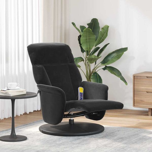 vidaXL Masážne relaxačné kreslo Čierna 91 x 71 x 105 cm Zamat
