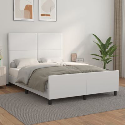 vidaXL Posteľný rám s čelom biely 140x190 cm umelá koža