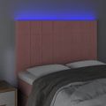 vidaXL Čelo postele s LED ružové 144x5x118/128 cm zamat