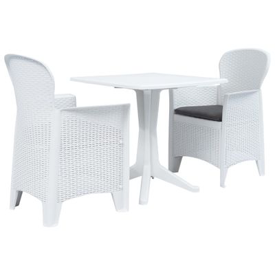 vidaXL 3-dielna bistro súprava, plast ratan, biela