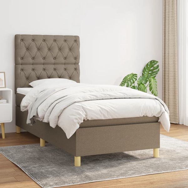 vidaXL Posteľný rám boxsping s matracom sivohnedý 80x200 cm látka