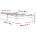 vidaXL Posteľný rám hnedý dub 90x200 cm kompozitné drevo a kov