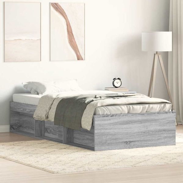 vidaXL Posteľný rám sivý sonoma 75x190 cm malé jednolôžko