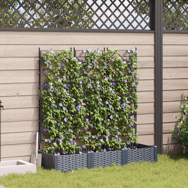 vidaXL Záhradný kvetináč 3 pcs Biely 120 x 40 x 125,5 cm Plast