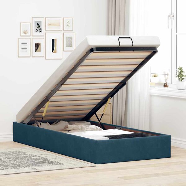 vidaXL Osmanský rám postele bez matraca tmavomodrá 80x200 cm zamat