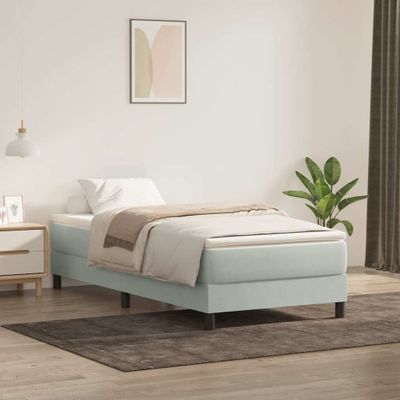 vidaXL Box Spring Posteľ bez matraca Svetlosivá 100x220 cm Zamat