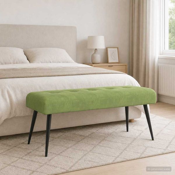 vidaXL Lavica s gombíkovým prešívaním Svetlo zelená 110 x 40 x 46 cm