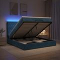 vidaXL Ottoman posteľ s matracom a LED Tmavo modrá 140 x 200 cm Zamat