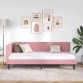 vidaXL Rohový rám postele s čelnou doskou Ružová 90 cm x 200 cm Zamat