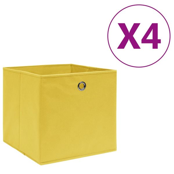 vidaXL Úložné boxy 4 ks, netkaná textília 28x28x28 cm, žlté