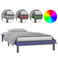vidaXL Posteľný rám s LED, sivý 90x190 cm, jednolôžko, drevený masív