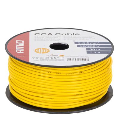 Vodič reproduktora jednožilový CCA 1x1.5mm2 50m 7.5A 12/230V AMiO-04449