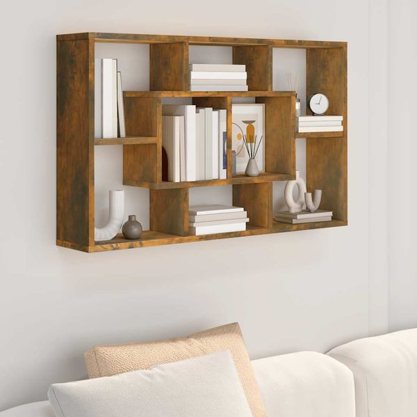 vidaXL Nástenná polica dymový dub 85x16x52,5 cm spracované drevo