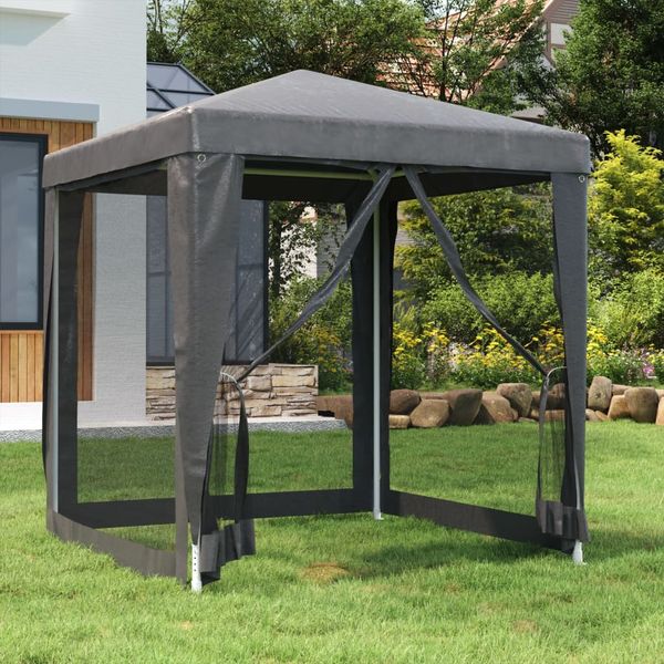 vidaXL Párty stan so 4 sieťkovanými bočnými stenami antracit 2x2m HDPE