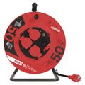 Vonkajší predlžovací kábel na bubne 50 m / 4 zásuvky / čierny / guma / 230 V / 1,5 mm2