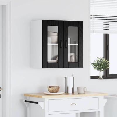 vidaXL Nástenný sklenený kabinet LUCCA Čierny dub 60 x 31 x 60 cm