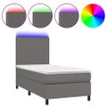 vidaXL Boxspring posteľ s matracom a LED sivá 80x200 cm umelá koža