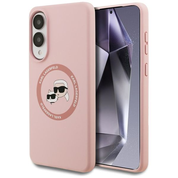 Obal Karl Lagerfeld pre Samsung Galaxy S25 Edge MAGNETICKÝ SILIKÓNOVÝ DVOJITÝ HEAD ružový