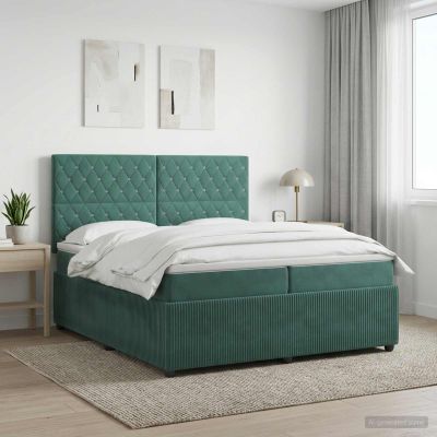 vidaXL Posteľ boxspring s matracom Tmavozelená 200 x 200 cm Zamat