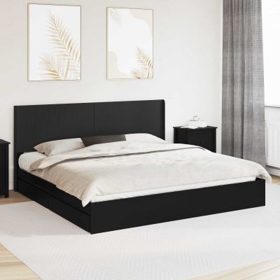 vidaXL Posteľový rám s úložným priestorom a čelom Čierna 200 x 200 cm