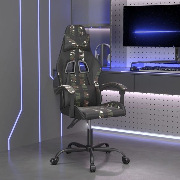 vidaXL Herná stolička čierna a maskáčová umelá koža