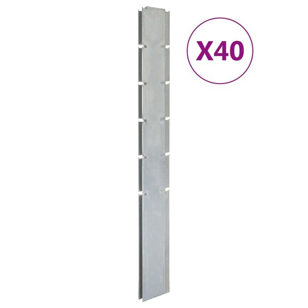 vidaXL Záhradné plotové stĺpiky 40 ks strieborné 160 cm pozinkov. oceľ