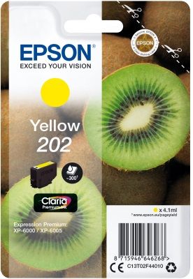 EPSON ink Yellow 202 Premium - singlepack, 4,1ml, 300s, štandard