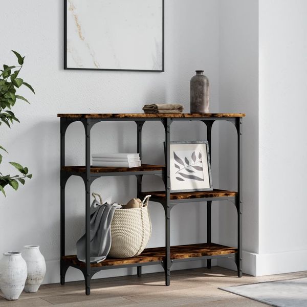 vidaXL Konzolový stolík dymový dub 80x29x75 cm kompozitné drevo
