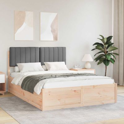 vidaXL Rám postele s čalúneným čelom Tmavo šedá 135 x 190 cm