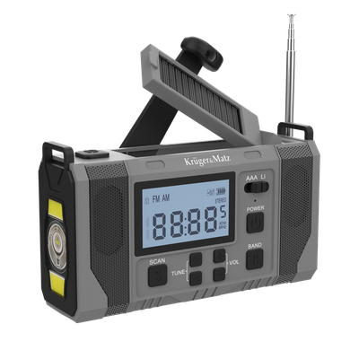 Rádio KRUGER & MATZ KM0838 SOS FM/ AM, powerbanka 10000mAh, svietidlo, solár, dynamo