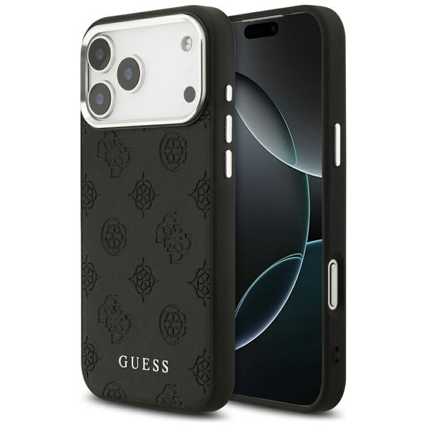 Obal Guess Peony Hot Stamp Script MagSafe pre iPhone 17 Pro Max čierny