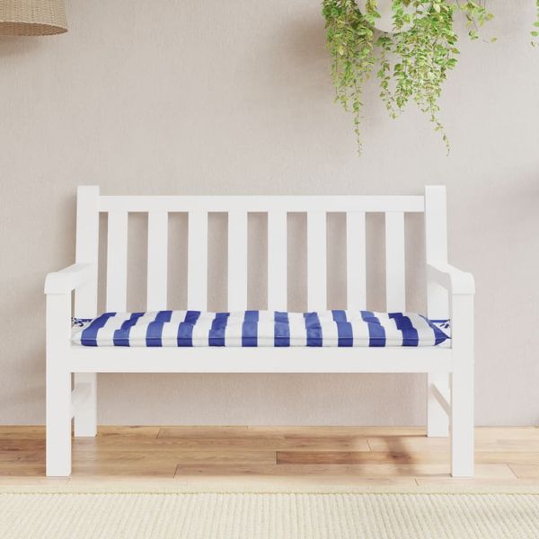 vidaXL Podložka na záhradnú lavičku modro-biele pruhy 120x50x7cm látka