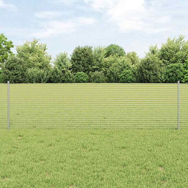 vidaXL Zváraný drôtový plot s podperou 25 x 0,6 m Strieborná Sieťovina