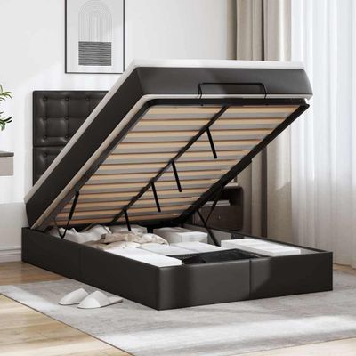 vidaXL Osmanský rám postele s matracom čierna 120x200 cm umelá koža