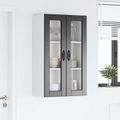 vidaXL Nástenný sklenený kabinet PORTO Čierna 60 x 31 x 100 cm