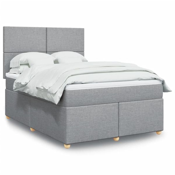 vidaXL Boxspring posteľ s matracom svetlosivá 100x200 cm látka