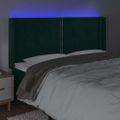 vidaXL Čelo postele s LED tmavozelené 183x16x118/128 cm zamat